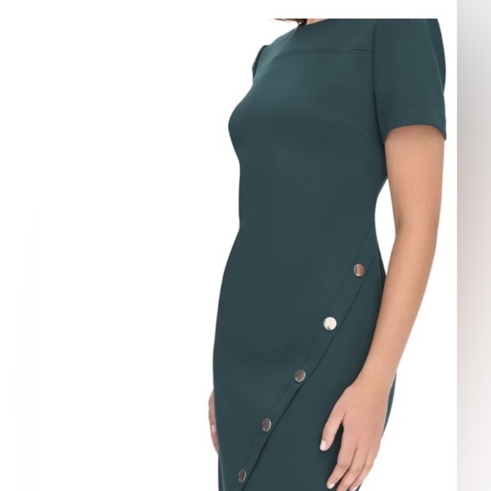 Tommy Hilfiger Teal Midi Dress with Button Accents